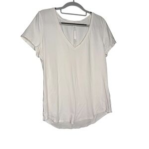 lululemon athletica White V-Neck Short Sleeve Tee
